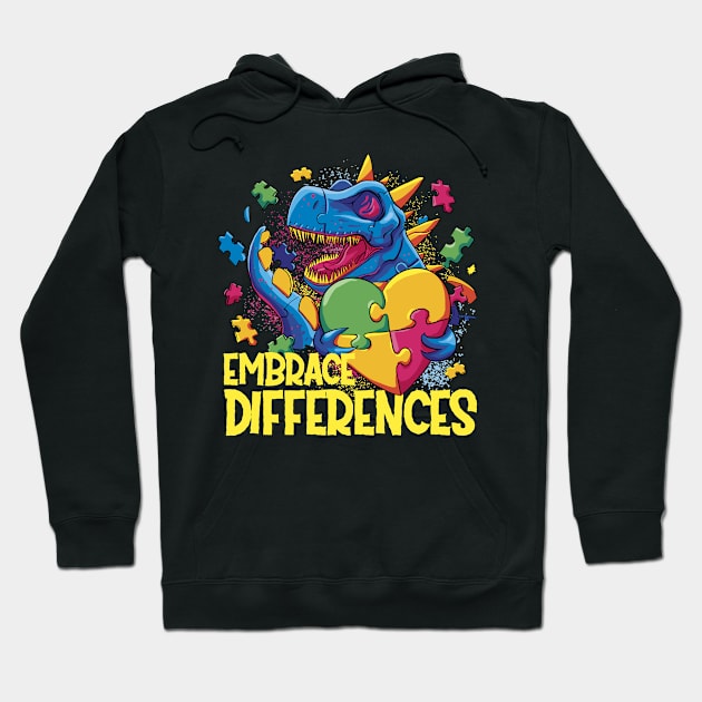 Autism Awareness Dinosaur Design for Love and Acceptance Embrace Differences Hoodie by star trek fanart and more